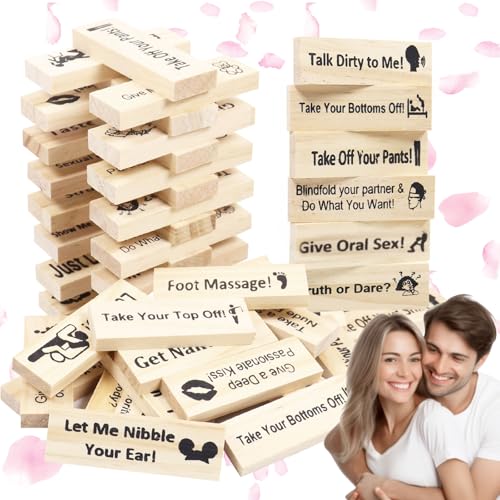 48 Stück Block Tower Spiel, Lust Tower Blocks, Valentinstag Blockturm Paarspiele, Stack Spiele Stapeln Holzblock Spiel für Paare, Date Night Paar Spiele für Paare, Lustiges Paarspiel für Erwachsene 48 Stück Block Tower Spiel, Lust Tower Blocks, Valentinstag Blockturm Paarspiele, Stack Spiele Stapeln Holzblock Spiel für Paare, Date Night Paar Spiele für Paare, Lustiges Paarspiel für Erwachsene von SOETDERT