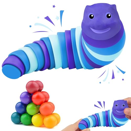 Fidgets Slug Spielzeug, 3 Stück Lustige Flexible Kreatives Schneckenspielzeug, Puzzleball Sensorisches Spielzeug, Magnetische Ringe Toys Geschenk für Kinder Erwachsene von SOETDERT