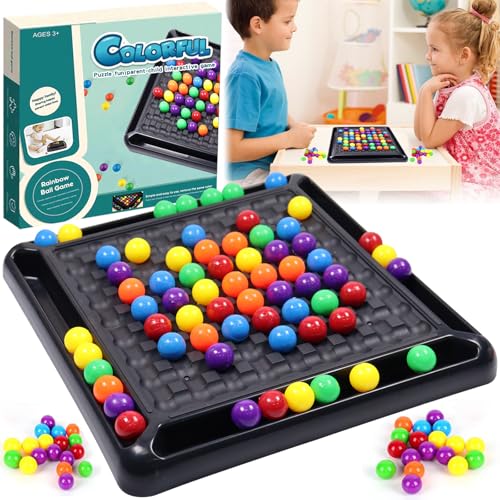 Intellektuelles Schachbrett Doppelduell, Regenbogenball Elimination Brettspiel, Spiel Kugeln Schieben Gesellschaftsspiele, Schachbrett Strategiespiele, Familienspiel Partyspiele für Erwachsene Kinder von SOETDERT