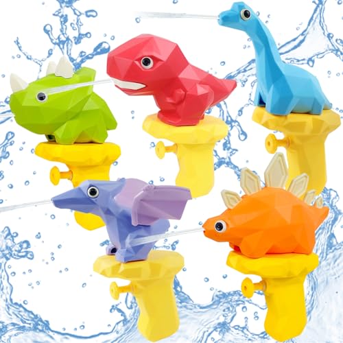 SOETDERT Wasserpistole Kinder, 5 Stück Dinosaurier Wasserpistole, Wasserspritzpistole Klein, Water Gun Mini Spritzpistole Kinder Baby Schwimmbad Spielzeug für Garten Strände Sommer Pool Party Outdoor von SOETDERT