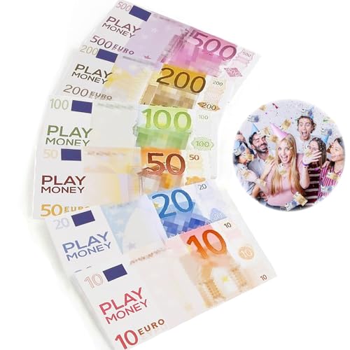 SOETDERT Euro Spielgeld, 120 Blätter Euro Spielgeld Scheine Kinder für Zählen und Währungskenntnisse, Prop Money, Kaufmannsladen Spielen Deko Einkaufsladen Zubehör von SOETDERT