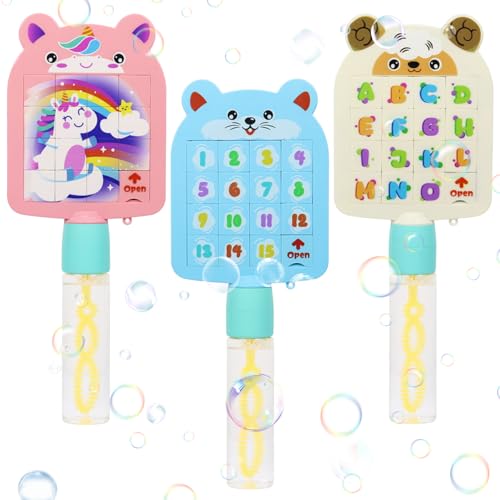 Seifenblasen Stäbe für Kinder, 3 Stück Seifenblasenstab mit Schiebepuzzles + Labyrinth Spielzeug, Seifenblasen Kinder mit Seifenblasenflüssigkeit für Sommer Party Geburtstage Geschenk Seifenblasen Stäbe für Kinder, 3 Stück Seifenblasenstab mit Schiebepuzzles + Labyrinth Spielzeug, Seifenblasen Kinder mit Seifenblasenflüssigkeit für Sommer Party Geburtstage Geschenk von SOETDERT