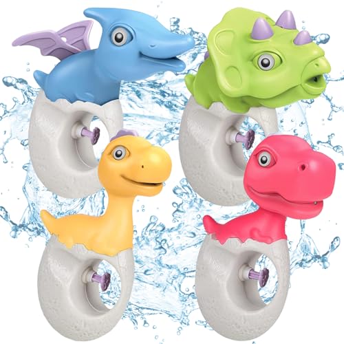 SOETDERT Wasserpistole Kinder, 4 Stück Dinosaurier Wasserpistole, Wasserspritzpistole Klein, Water Gun Mini Spritzpistole Kinder Schwimmbad Spielzeug für Garten Strände Sommer Party Outdoor (4pcs) von SOETDERT