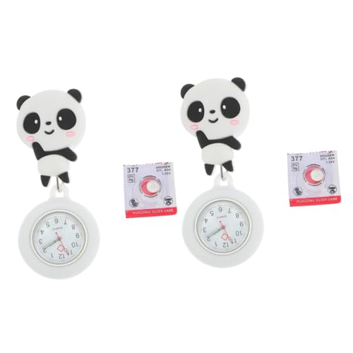 2St Taschenuhr schwesternuhr Medical Watch Arztuhr Langlebige Uhr Zinklegierung Panda Krankenschwester Uhr Pflegeuhr Damenuhr Timing Brustuhr Panda Brustuhr Kieselgel Weiß SOIMISS von SOIMISS