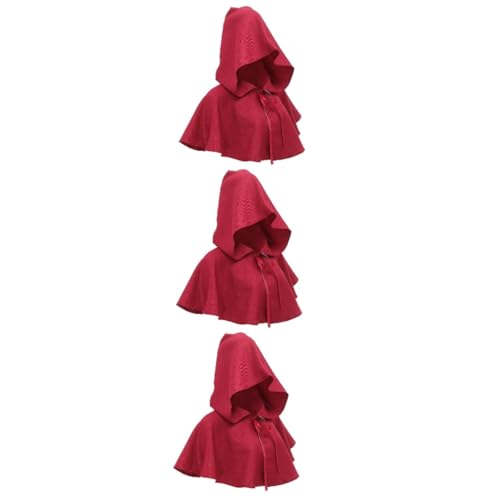 3St Hexenhaube Halloween Costume Halloween Kleidung Halloween kostün halloweenkostüme mittelalterliches Zubehör Hexendekor Kapuzenumhang mittelalterliche Kuttenmänner Wolle rot SOIMISS von SOIMISS