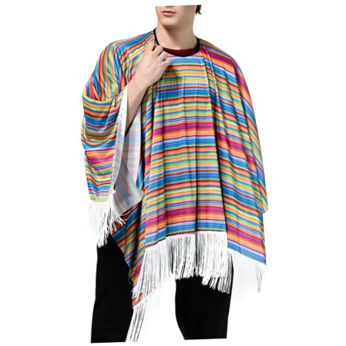 Mexiko Kostüm Mexikanisches Kostüm Kostüme Für Paare Halloween-kostüme Für Männer Mexikanischer Poncho Mexikanischer Hut Tag Der Toten Kostüme Herren-Outfit Kostüm Männer SOIMISS von SOIMISS