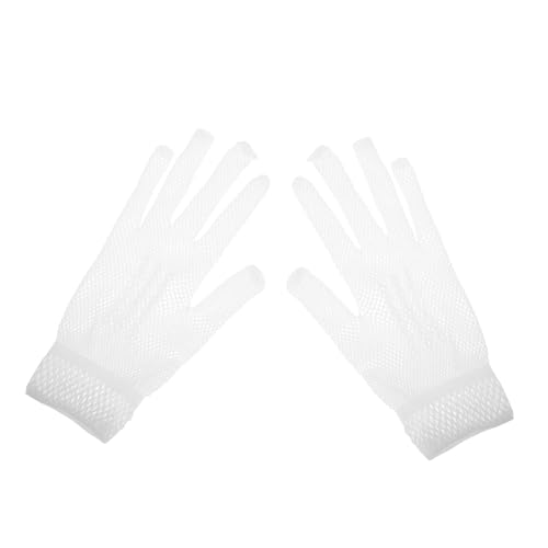 SOIMISS 1 Paar Netzhandschuhe Lange Handschuhe Aus Netzstoff Handschuhe-accessoires Für Damen Cosplay-kostüm-handschuhe Ellenbogenhandschuhe Netz-ellbogenhandschuhe Kostüm Ärmel Nylon Weiß von SOIMISS