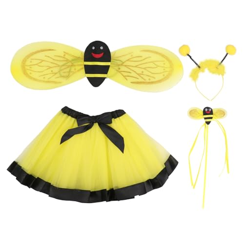 SOIMISS 1 Satz Biene 4er-set Flügel Anziehen Zauberstab Für Kinder Partykostüm Für Kinder Kinderkleid Krippenkostüme Für Kinder Mädchenkostüm Bopp Antennenkopfband Kinderanzug Stoff Yellow von SOIMISS