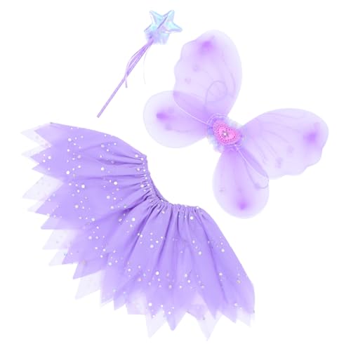 SOIMISS 1 Satz Feenkleid Für Kinderkleidung Tüllkleid Flügel Dekorationen Für Tanzpartys Tutu-rock Cosplay-kostüm Zauberstäbe Performance-anzug Für Violett von SOIMISS