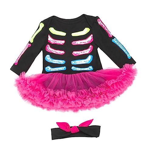 SOIMISS 1 Satz Festival-Skelett-Kleid Anzug für Kleinkinder Säuglingsstirnbänder für Babymädchen -Kit halloween outfit halloween costume Halloween- -Outfits Babyrock Baumwolle von SOIMISS