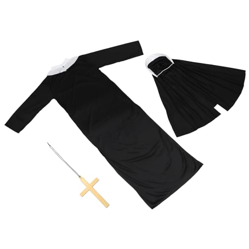 SOIMISS 1 Satz Nonnenkostüm für Erwachsene Nonnen-Outfit gotisches Hexenkleid halloween kleider halloween dress kreatives Nonnenkostüm Cosplay-Kleidung für Erwachsene Baumwolle Black von SOIMISS