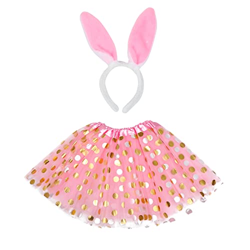 SOIMISS 1 Satz Osteranzug stirnband kinderkleider kleidung für tutu Hasenkostüm für Party-Cosplay-Kostüm ostern stirnband rock Mädchen Osterrock Stirnband Acetat Rosa von SOIMISS