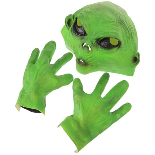 SOIMISS Grünes Alien Set Für Halloween Realistische Gruselige Alien Maske Für Erwachsene Mit Handschuhen Perfekte Verkleidung Für Kostümpartys Und Maskeraden von SOIMISS