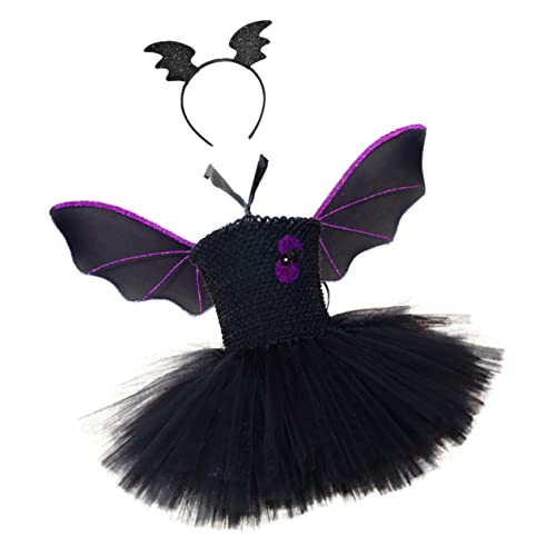 SOIMISS 1 Set Halloween Kostü Fledermaus Flügel Kleid Mit Kopfschmuck & Tüllrock Für ädchen Größe 80 Perfekt Für Halloween Feiern Und Auftritte von SOIMISS