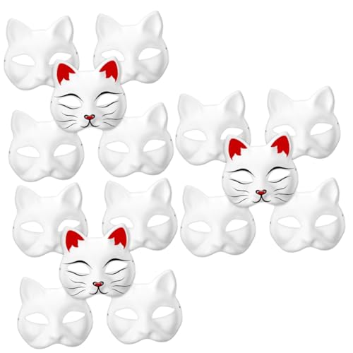 SOIMISS 15 Stk katze gesichtsmaske Mache-Masken weiße Masken DIY Tier unbemalt Handwerk Katzen-Maskerade-Masken katzenmaske halloween masken leere Maskerademaske Cosplay-Maske Papier von SOIMISS