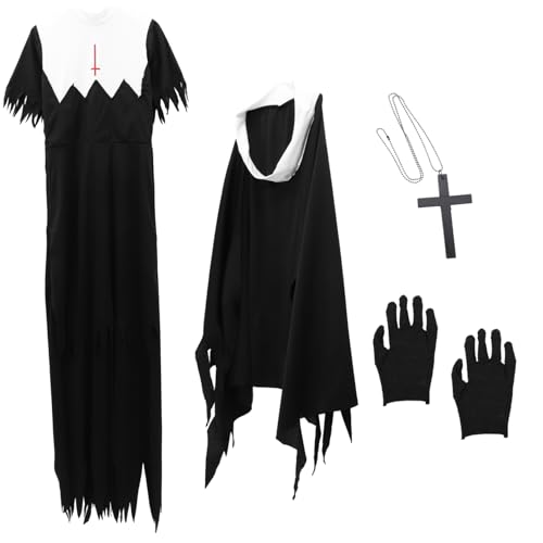 SOIMISS 1stk Halloween-zombie-uniform Gespenstisch Gruselkostüm Für Damen in Übergröße Halloween-kostüm Nonnenkleidung Nonnenzubehör Damen Dämon Nonne Kostüm Stütze Black Baumwollmischung von SOIMISS