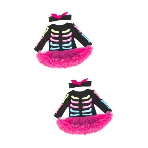 SOIMISS 2 Sätze Festival-Skelett-Kleid Halloween-Babyrock Babykleider Kinder schwarzes Kleid halloween outfit halloween costume Strampler für Babys -Halloween-Kostüme Baumwolle von SOIMISS