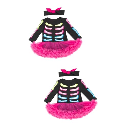 SOIMISS 2 Sätze Festival-Skelett-Kleid halloween costume halloween kleidung Skelettkostüm für Kleinkinder Tutu-Rock für Mädchen Strampler für Babys Neugeborenes Halloween-Outfit Baumwolle von SOIMISS