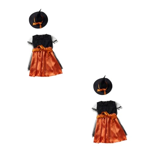 SOIMISS 2 Sätze Halloween-kleider Zaubererkostüm Für Kinder Party-cosplay-rock Halloween-rock Und Hut Halloween-rock Mit Hut Tutu-rock Mädchen Halloween-party-rock Babykleid Orange Stoff von SOIMISS