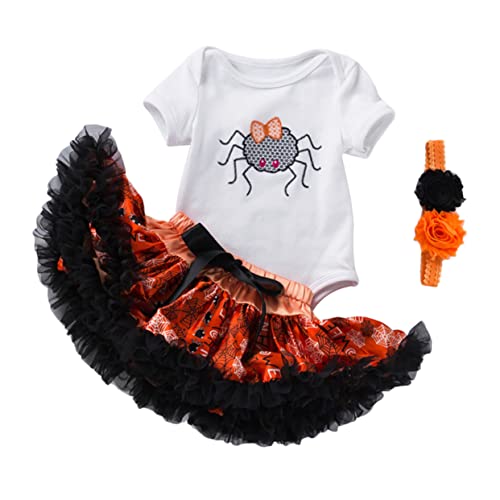 SOIMISS 2 Sätze Halloween-kleideranzug Halloween-haarteil Halloween-kostüme Für Babys Halloween- -outfit -kit Kurzarm-strampler Halloween-säuglingsspielanzug Babykostüm Baumwolle von SOIMISS