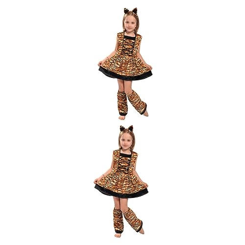 SOIMISS 2 Sätze Kostüm für Rollenspiele Kinderkostüm Mädchen verkleiden sich Kinderkleidung für Mädchen Outfit für Mädchen Tiger Verkleidung Kinder Tiger-Cosplay-Kostüm Cosplay-Zubehör von SOIMISS