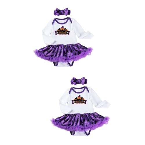 SOIMISS 2 Sätze Langärmliges Stramplerkleid -Stirnbänder für Mädchen Outfits für neugeborene Mädchen Halloween Babykleidung Halloween Strampler Neugeborenes Halloween-Outfit von SOIMISS