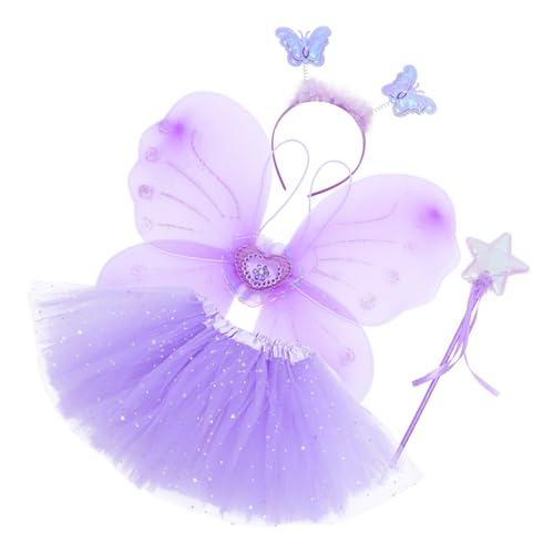 SOIMISS 2 Sätze Schmetterlingsflügel Vierteiliges Set Bienenkostüm Schmetterling Verkleiden Sich Für Mädchen Outfits Feenflügel Masse Prinzessin Flügel Feenflügel Anziehen Strümpfe Violett von SOIMISS