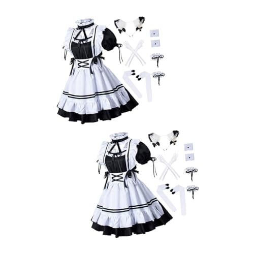 SOIMISS 2 Sätze - entzückende Cosplay-Kleidung Teenager-Mädchen-Kleid Magd Kostüm Damen Kleid Cosplay-Zubehör Zubehör für Rollenspiele Polyesterfaser (Polyester von SOIMISS