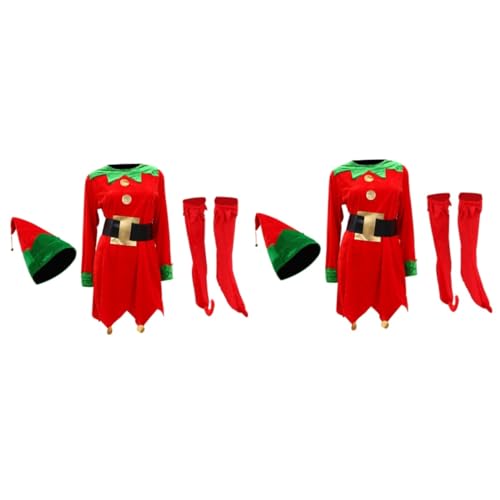 SOIMISS 2 Sets Elfenrock Weihnachtskostüm Elfenkleid Partykostüm Ballkleid Ballkleider Ballkleider Für Mädchen Damen Weihnachtsmann Kostüm Weihnachtsmann Anzug Weihnachtsmann von SOIMISS