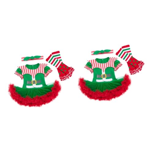 SOIMISS 2 Sets Kleid Weihnachten Outfit Weihnachten Stoff Neugeborene Kleidung Kinder Weihnachtskostüm Haarbänder Weihnachten Kostüm Kleinkind Weihnachtsoutfit von SOIMISS