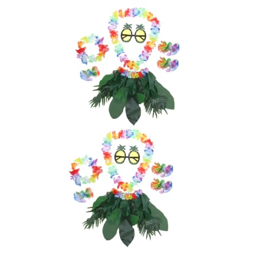 SOIMISS 2 Sets Simulation Grüner Blattrock Hawaii Kleid Für Frauen Party Neuheit Sonnenbrille Hawaii Kleider Für Frauen Luau Hawaii Kleidung Hula Rock Hawaii Dekorationen Party von SOIMISS