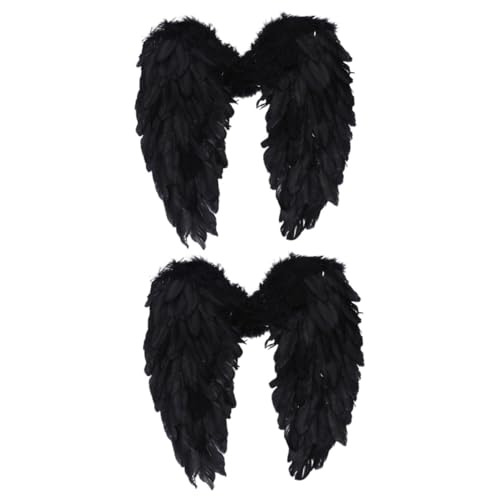 SOIMISS 2 Stk weihachtsdeko weinachtendecor party accessoires Attraktiv Engelsgefiederflügel Engelsgefieder Flügel prop Engelsflügel für Frauen Cosplay Engel Kostüm Flügel Feder Black von SOIMISS