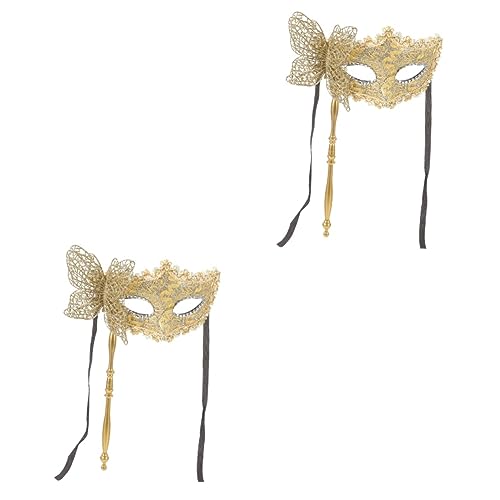 SOIMISS 2 Teilige Maske Maskerade Mit Stab Goldfarben Retro Maskerade Für Frauen Maskarade Kleid Tanzen Mit Dekorieren Party Masquwrede Schwarze Maskerade Karneval Masquerede von SOIMISS