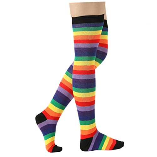 SOIMISS 2 Warme Socken Für Mädchen Outfits Für Mädchen Mädchensocken Thermohandschuhe Oberschenkelhohe Socken Für Frauen Fingerlose Fäustlinge Regenbogenfarbene Fingerlose von SOIMISS