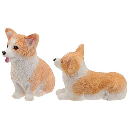 SOIMISS 2Pcs Harz Tier Hund Figuren Corgi Tier Hund Charakter Spielzeug Sitzen Liegen für Kuchen Topper Geburtstag Ostern Eier Geschenk Anlage Automobil Ornament von SOIMISS