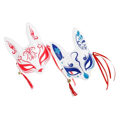 SOIMISS 2St Japanische Fuchs-Dämonenmaske Halloween-Maske ihre eine Maske Katzen-Maskerade-Maske Fuchsmasken Fuchs weiße Maske festliche Ballmaske Fuchs-Cosplay-Maske tierische Maske PVC von SOIMISS