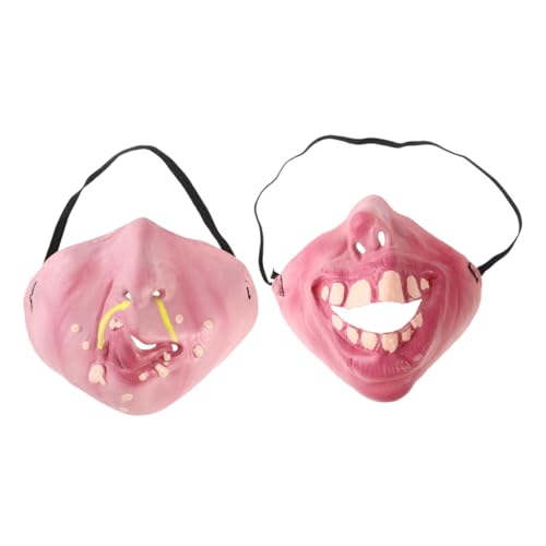 SOIMISS 2St halbe Gesichtsmaske halloween costume halloween Halloween-Lichter drinnen Halloween anzünden Kostüm Gesichtsbedeckungen aus Halloween-Streichmaske Emulsion Rosa von SOIMISS