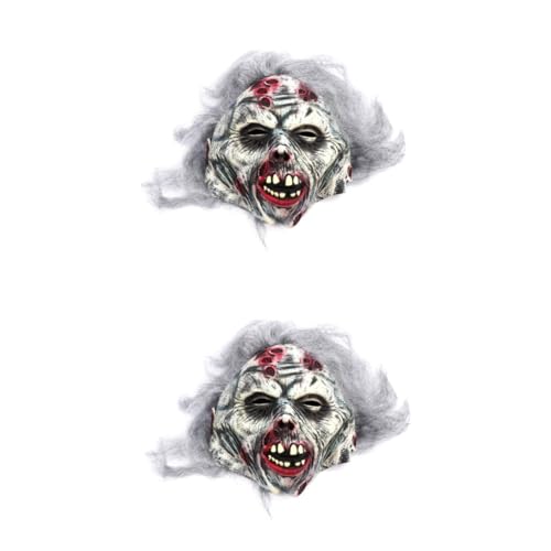 SOIMISS 2st Grauhaarige Zombie-horrormaske Aus Kostüm Gruseliger Zombie Gruselige Gesichtsmaske Halloween- Halloween-partymaske Cosplay- Für Erwachsene von SOIMISS