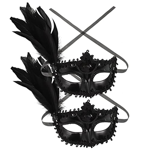 SOIMISS 2st Karnevalsmaske Maskerade Party-maske Rave-maske Kostüm Masken Halloween Karneval Liefert Kopfbedeckung Anziehen Cosplay-maske Für Frauen Karneval Federn Maske Plastik Black von SOIMISS