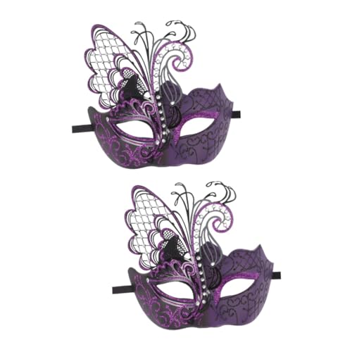 SOIMISS 2st Schmetterlingsmaske Aus Metall Kostüme Für Frauen Kleidung Für Frauen-outfits Tanzparty-maske Halloween-partymaske Mädchen Maskerade Halloween-masken Violett Plastik von SOIMISS