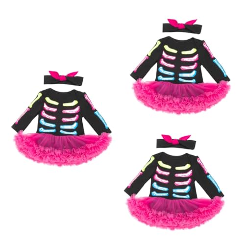 SOIMISS 3 Sätze Festival-Skelett-Kleid Halloween-Kostüm Overall für Kleinkinder Outfits für Mädchen halloween costume halloween kleidung mädchen rock Strampler für Babys Baumwolle von SOIMISS