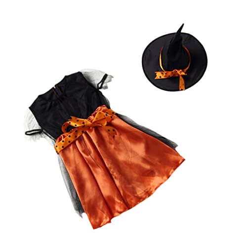 SOIMISS 3 Sätze Halloween-Kleider halloween theme halloween hut Masquerade costume Halloween-Zubehör Mädchenkostüm kleidung Halloween-Kinderrock Halloween-Kindermütze Stoff Orange von SOIMISS