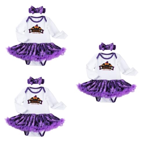 SOIMISS 3 Sätze Langärmliges Stramplerkleid Babykostüm Kleidung Neugeborenes Onsie Neugeborenes Halloween-outfit Kleinkind-outfit Halloween-spielanzug Kürbis- -strampler Baumwolle von SOIMISS