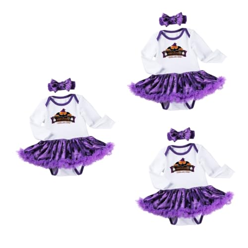 SOIMISS 3 Sätze Langärmliges Stramplerkleid Strampler für Babys -Halloween-Outfit Halloween Babykleidung Halloween Strampler Mädchen Strampler Halloween-Babyspielanzug von SOIMISS