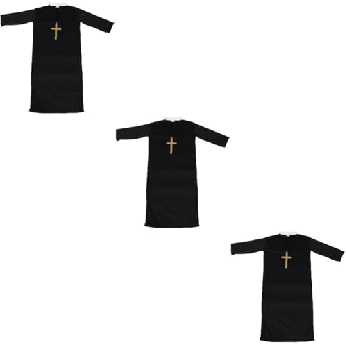 SOIMISS 3 Sätze Priesterkostüm Für Erwachsene Halloween-partygeschenke Mittelalterliches Hexenkostüm Frauen Nonne Kleidung Nonnen- Und Priesterkostüm Dirndlkleider Damen Polyester Black von SOIMISS