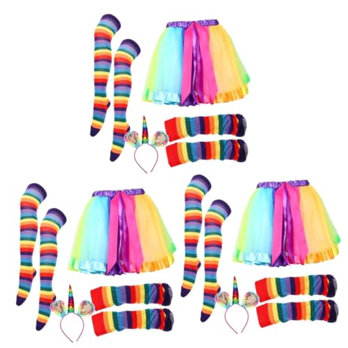 SOIMISS 3 Sätze Regenbogen-anzug Kostüm Regenbogen-tutu-röcke Cosplay-outfits Cosplay-rock Gastgeschenke Tutu-kleid Für Mädchen Tutu-röcke Für Mädchen Tutu-rock Polyester (polyester) von SOIMISS