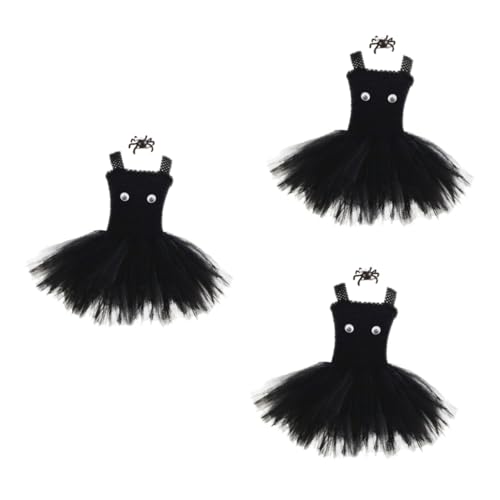 SOIMISS 3 Sätze Tutu-kleid Mit Spinnen-haarspange Kinder Mädchen Kleider Spinne Haarspange Schwarzer Tutu-rock Für Mädchen Schwarzer Tüllrock Halloween-mädchenkleid Mädchen-tutu von SOIMISS