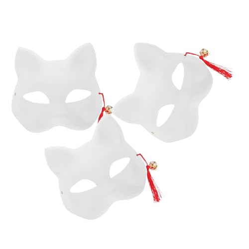 SOIMISS 3 Sätze weiße handbemalte Weiße Handgemalte DIY Bastelmaske Fuchsmaske Weiße Fuchsmaske DIY Tiermasken unbemalte Katzenmaske -Maskenbasis Legierung von SOIMISS