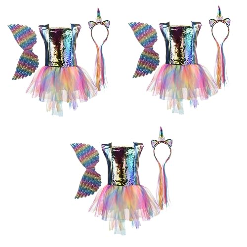 SOIMISS 3 Stk Tüllrock one piece kleidung stirnband haare schlüpfeier the unicorn partyspieße tiegerkostuem kinder der regenbogen für opa weihnachten Cosplay-Kostüm Bekleidung von SOIMISS