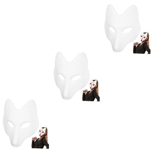 SOIMISS 3 Stück Fuchsmaske Bemalbare Masken Für Kinder Blanko DIY Masken Kostümmasken Cosplay Zubehörmaske Maske Realistische Maske Katzenmaske Pelzige von SOIMISS